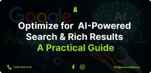 Illustration showing how to optimize websites for AI-powered search engines and rich results using structured data and clear content.