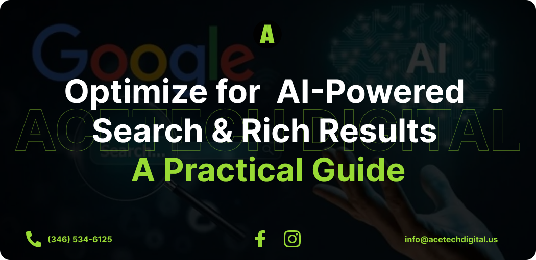 Illustration showing how to optimize websites for AI-powered search engines and rich results using structured data and clear content.
