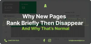 New page ranking spike and drop shown in Google Search Console performance report
